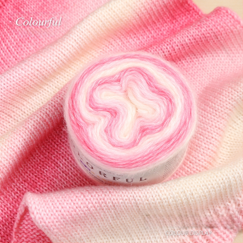 Градиентно боядисана вълнена топка за ръчно плетене – Spray-spun, средна дебелина