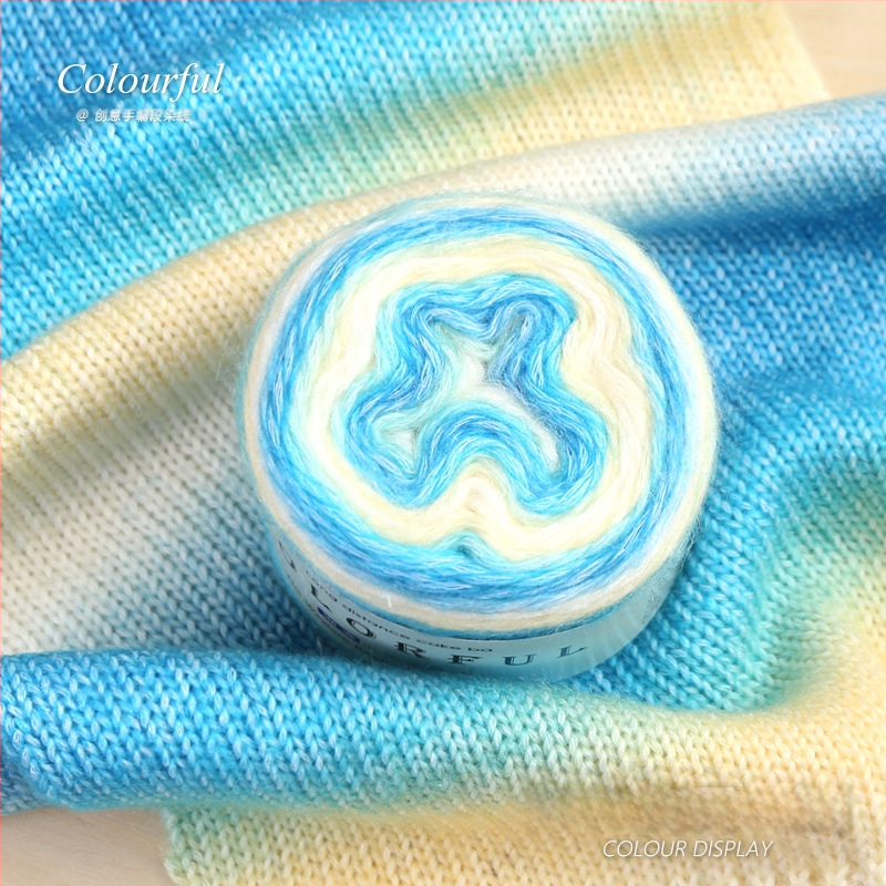 Градиентно боядисана вълнена топка за ръчно плетене – Spray-spun, средна дебелина