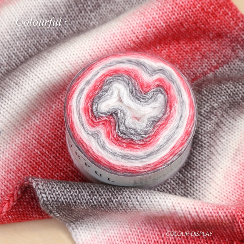 Градиентно боядисана вълнена топка за ръчно плетене – Spray-spun, средна дебелина