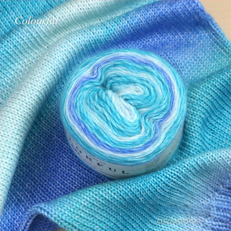 Градиентно боядисана вълнена топка за ръчно плетене – Spray-spun, средна дебелина