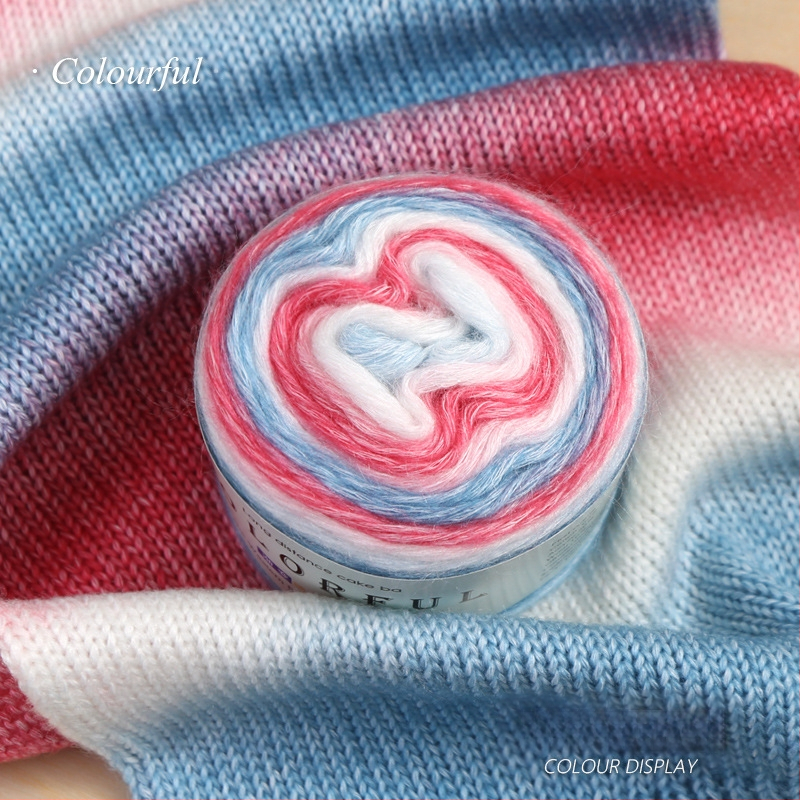 Градиентно боядисана вълнена топка за ръчно плетене – Spray-spun, средна дебелина