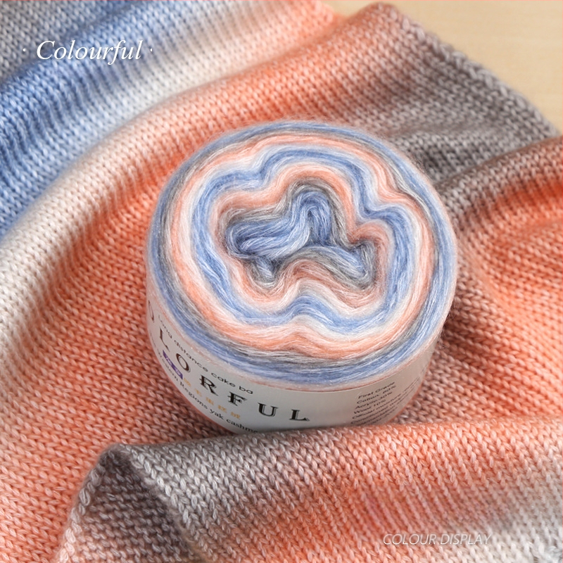 Градиентно боядисана вълнена топка за ръчно плетене – Spray-spun, средна дебелина