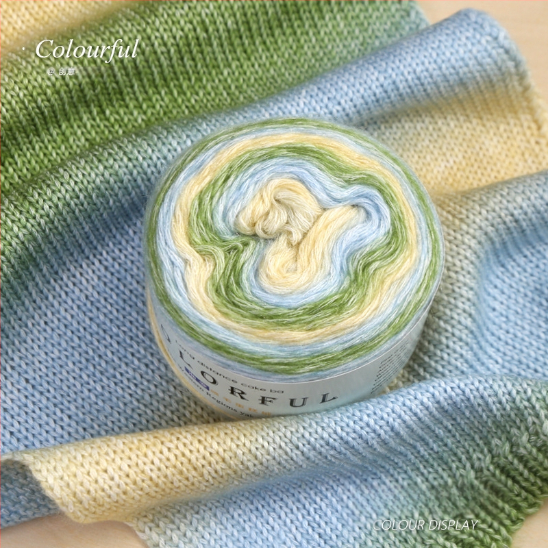 Градиентно боядисана вълнена топка за ръчно плетене – Spray-spun, средна дебелина