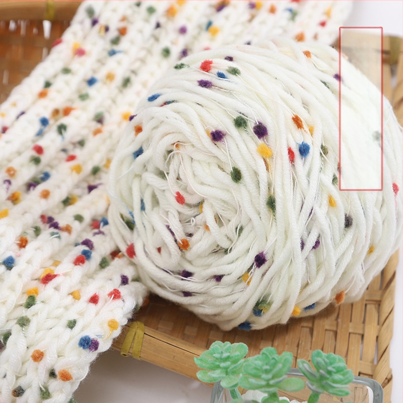 Kézzel kötött sál Rainbow Candy Bean Line, jet-spun fonal, csoportos fonal, alias Doudou line