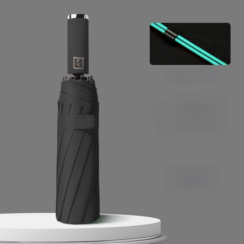 Automatinis atvirkštinis skėtis saulei ir lietui, UV apsauga UPF50+, lydinio rėmas su 10 stiebų, 210T poliesterio audinys, automatinis atidarymas uždarymas, logotipo spauda