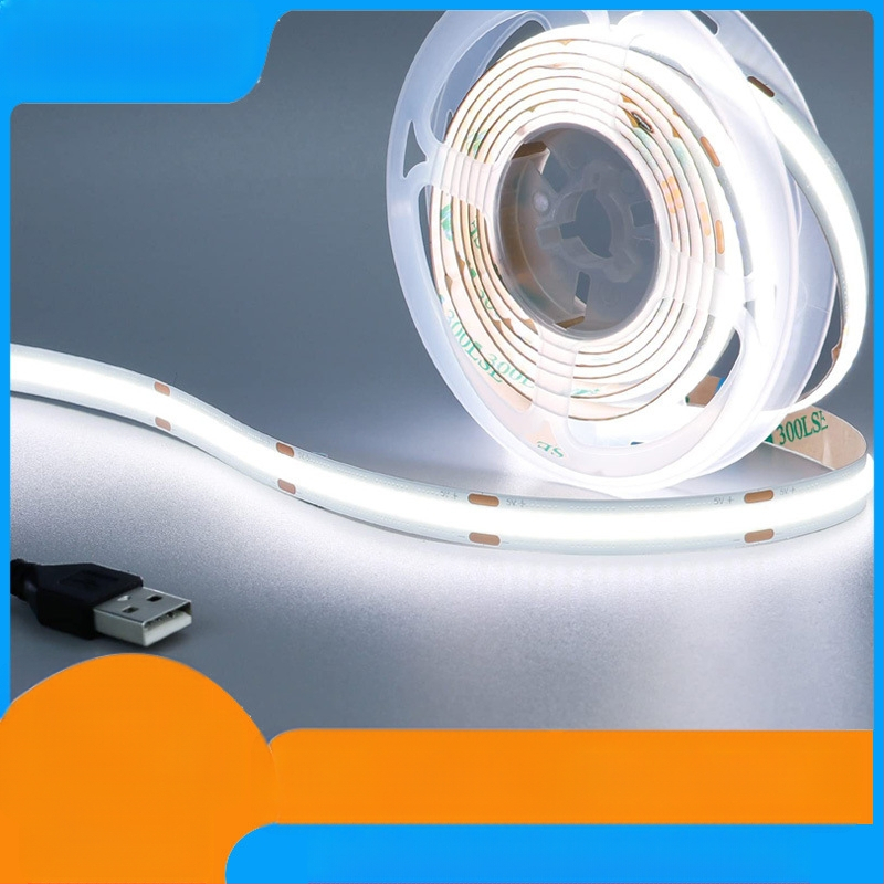 Bandă LED COB cu 320 LED/m, intrare 5/12/24V, reglare prin atingere, flux luminos 1100 lm, CRI 80