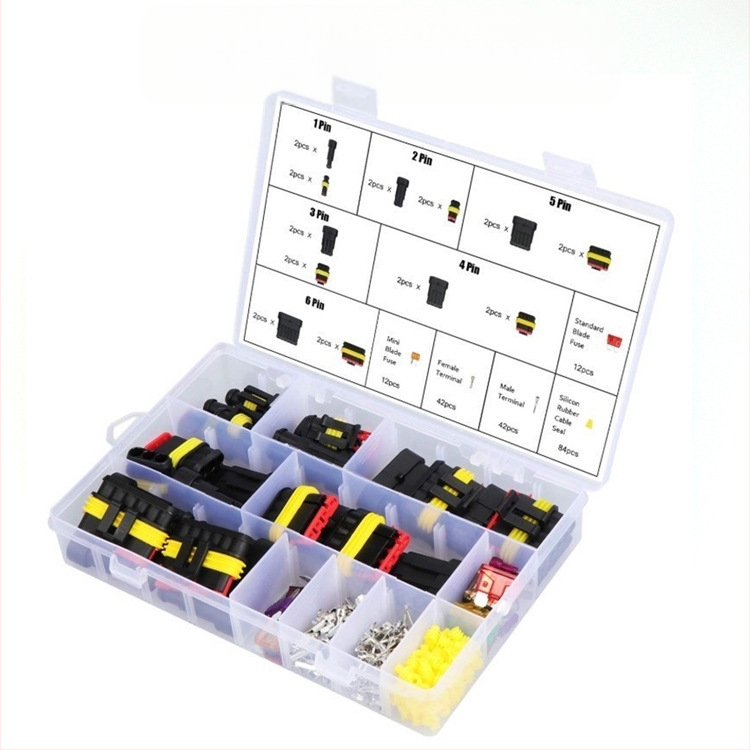 Conector auto impermeabil, seria 1.5, mufă HID și priză AMP, masculin și feminin