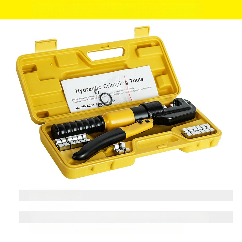 Rankinės hidraulinės kabelių įtvirtinimo replės su vario‑ ir aliuminio mentelėmis – 40Cr, modelis YQK70120240300, 4–70 mm² kabeliai, nešiojamas elektros įrankis