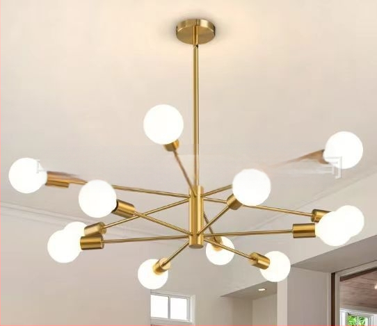 kovácsoltvas csillár, LED világítás, 110V, többfejes, 15–30㎡ hatótávolság, modell BK3090