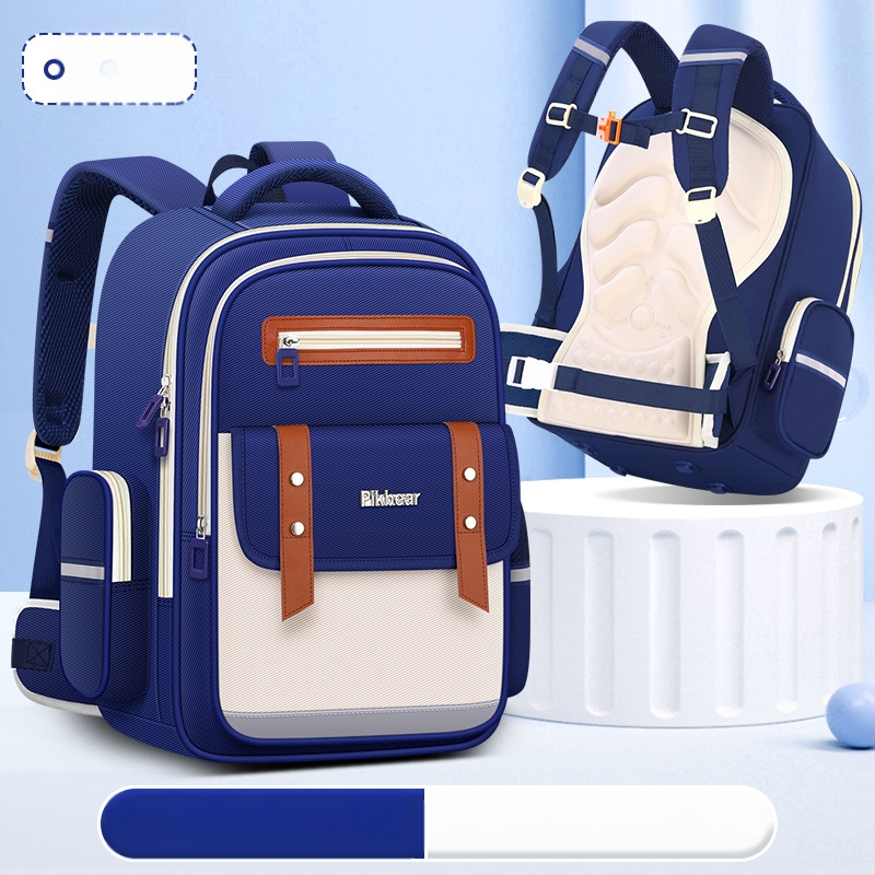 PIKBEAR Skolas mugursoma 1.–6. klase ar muguras aizsardzību – elpojošs Oxford audums, ūdensnecaurlaidīga, ļoti viegla, paplašināma (Zīmējums: Dzīvnieki; Oderne: NAILONS)