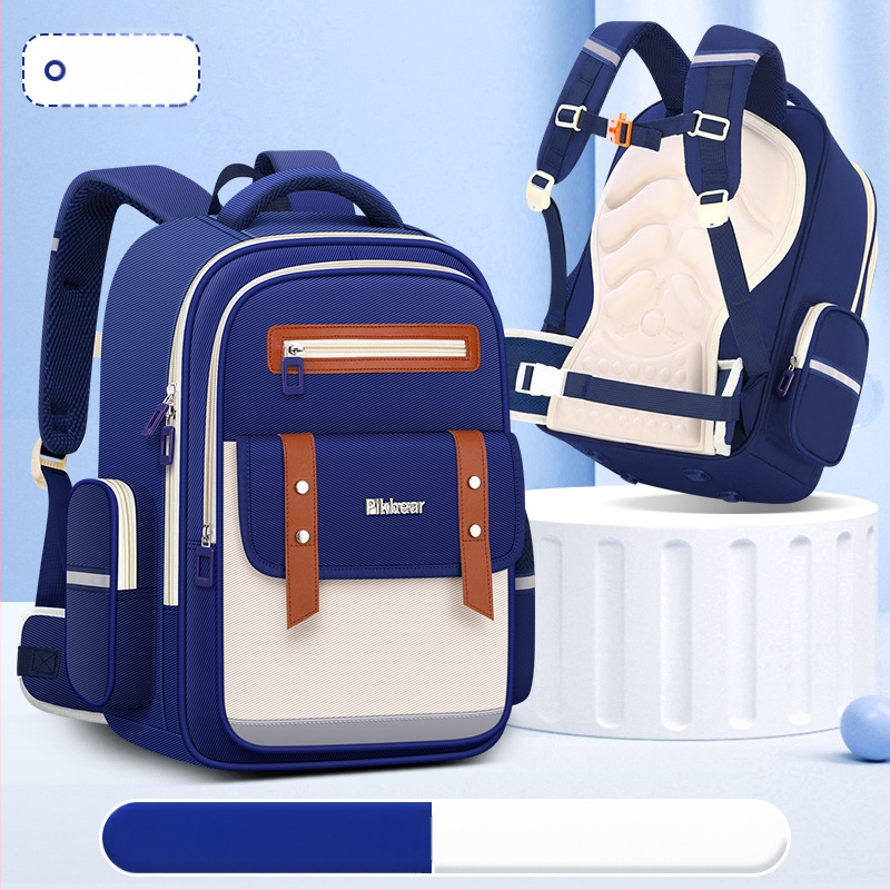 PIKBEAR Skolas mugursoma 1.–6. klase ar muguras aizsardzību – elpojošs Oxford audums, ūdensnecaurlaidīga, ļoti viegla, paplašināma (Zīmējums: Dzīvnieki; Oderne: NAILONS)