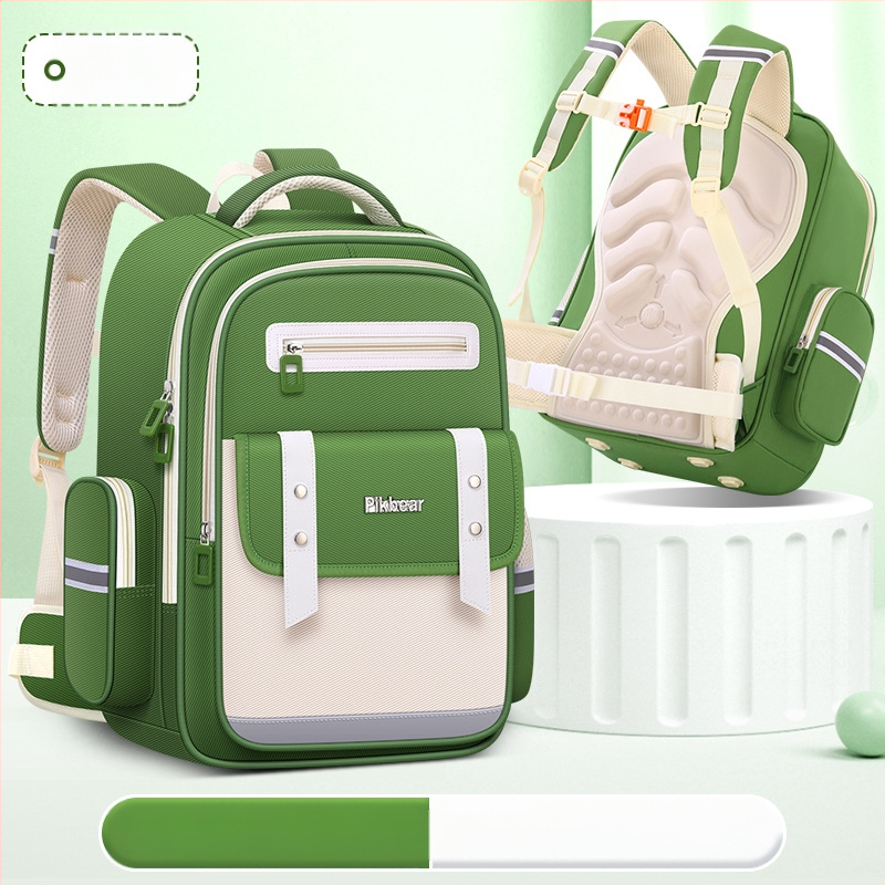 PIKBEAR Skolas mugursoma 1.–6. klase ar muguras aizsardzību – elpojošs Oxford audums, ūdensnecaurlaidīga, ļoti viegla, paplašināma (Zīmējums: Dzīvnieki; Oderne: NAILONS)