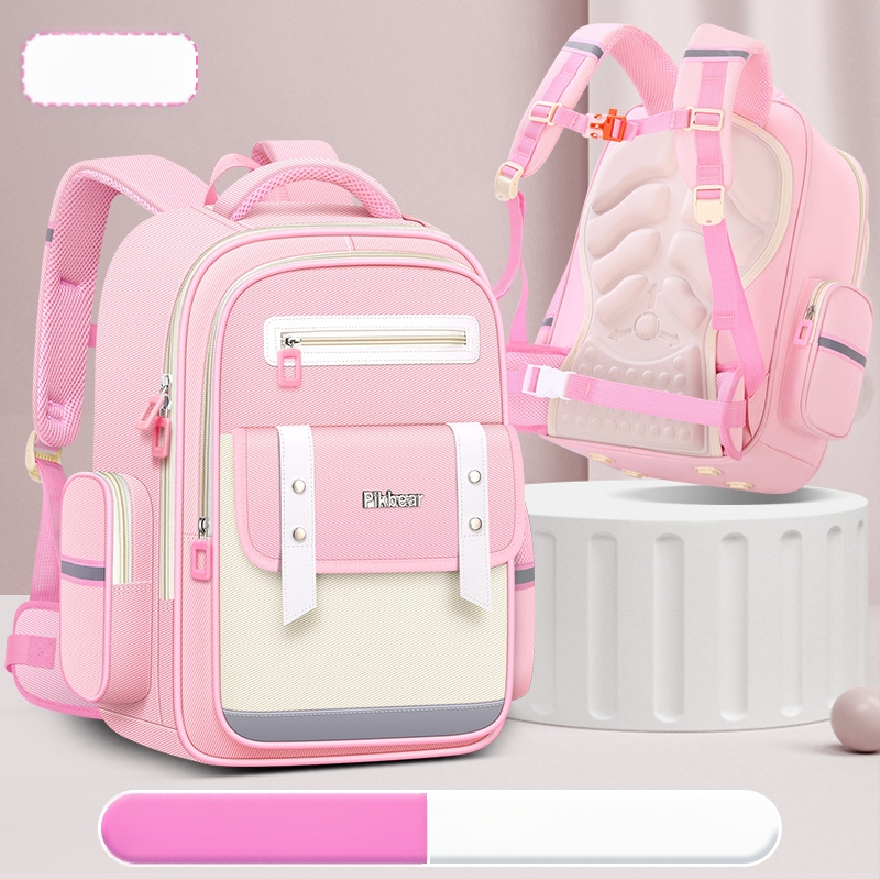 PIKBEAR Skolas mugursoma 1.–6. klase ar muguras aizsardzību – elpojošs Oxford audums, ūdensnecaurlaidīga, ļoti viegla, paplašināma (Zīmējums: Dzīvnieki; Oderne: NAILONS)