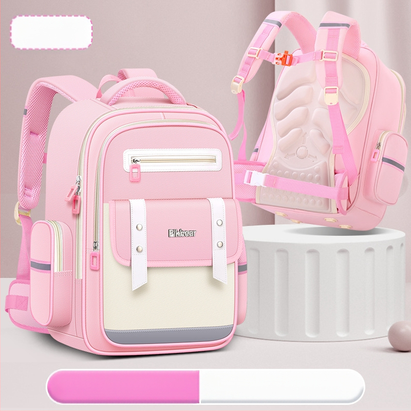 PIKBEAR Skolas mugursoma 1.–6. klase ar muguras aizsardzību – elpojošs Oxford audums, ūdensnecaurlaidīga, ļoti viegla, paplašināma (Zīmējums: Dzīvnieki; Oderne: NAILONS)