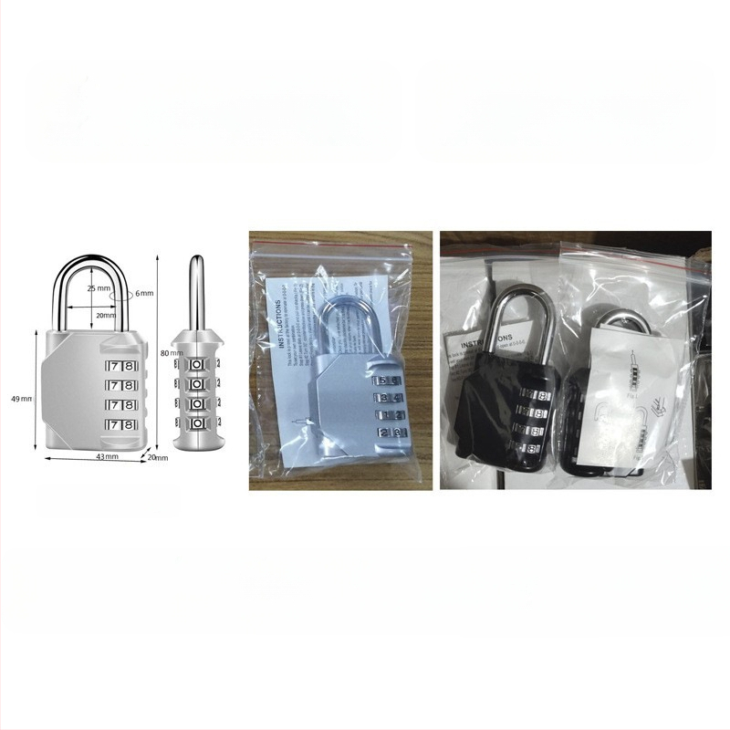 CH-604 aliaj de zinc, încuietoare mecanică cu combinație de 4 cifre pentru dulapuri și bagaje — grosimea tijelor de blocare 6 mm, distanța 20×24 mm