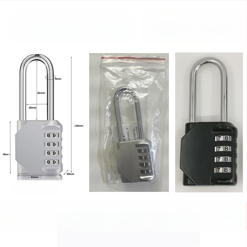 CH-604 aliaj de zinc, încuietoare mecanică cu combinație de 4 cifre pentru dulapuri și bagaje — grosimea tijelor de blocare 6 mm, distanța 20×24 mm