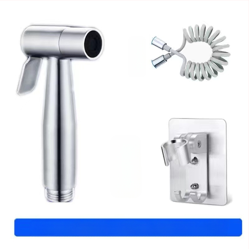 Комплект биде за тоалет от 304 неръждаема стомана, без пробиване, под налягане, стенна инсталация, 1 вход 2 изход, ъглов кран — модел Stainless Steel Toilet Mate