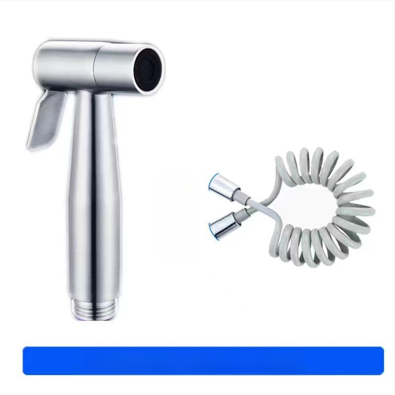 Комплект биде за тоалет от 304 неръждаема стомана, без пробиване, под налягане, стенна инсталация, 1 вход 2 изход, ъглов кран — модел Stainless Steel Toilet Mate