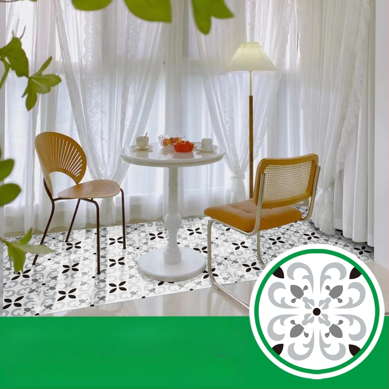 Pašlīmējošas grīdas uzlīmes ar baroka rakstu, 0,8 mm biezums, pretslīdējošas, piemērotas dzīvojamajai istabai, guļamistabai, gaitenim un sporta zonām