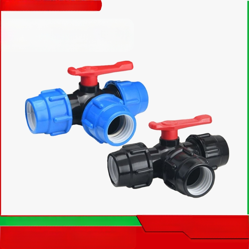 Põllumajanduslik kiirühendusega kolmesuunaline ventiil PE torudele, plasttorude lisaseadmed