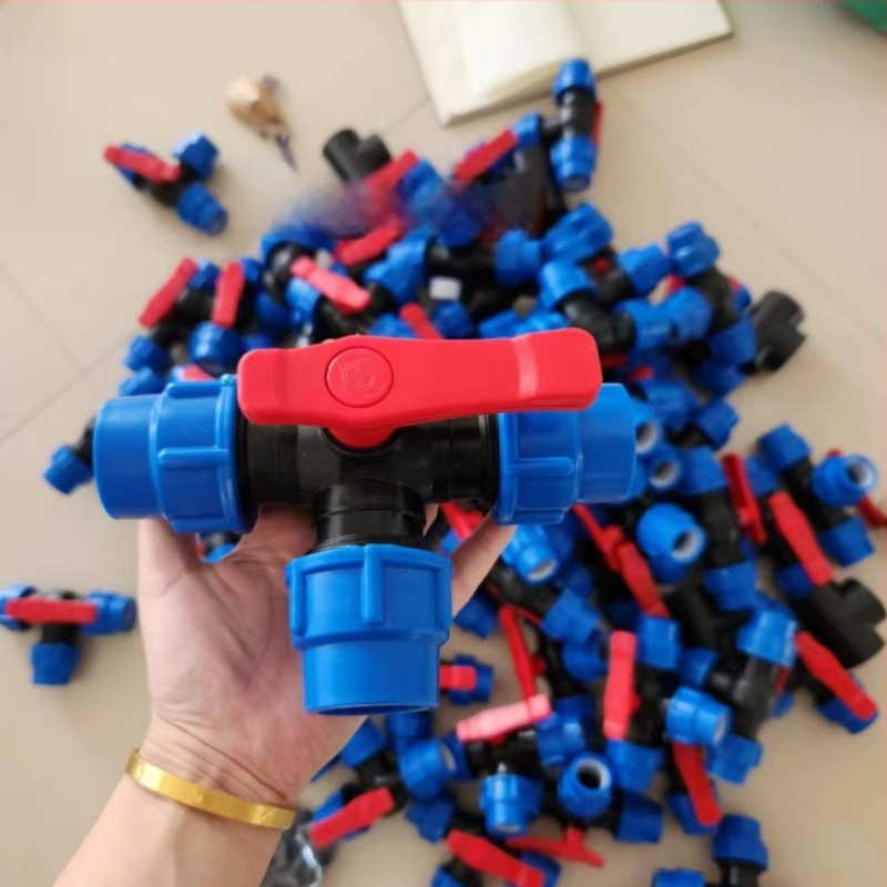 Põllumajanduslik kiirühendusega kolmesuunaline ventiil PE torudele, plasttorude lisaseadmed