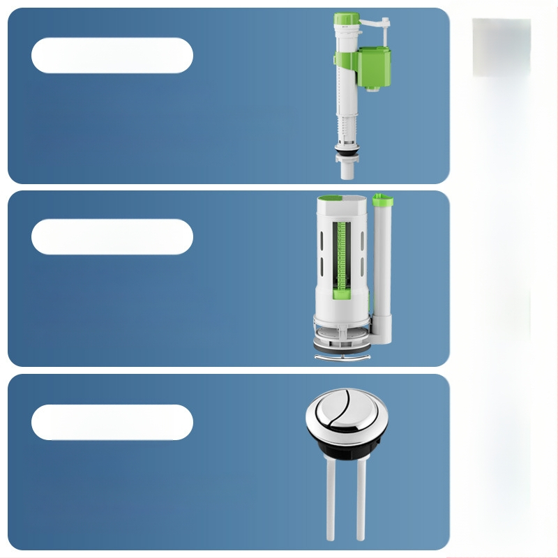 Σετ βαλβίδων τουαλέτας: βαλβίδα εισόδου, βαλβίδα εκκένωσης, καθολική εφαρμογή, φλοτέρ δεξαμενής