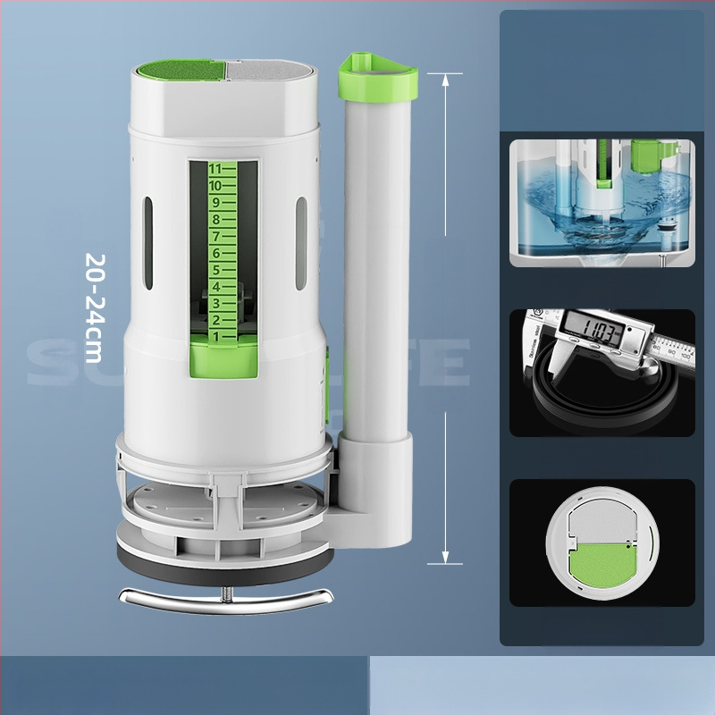 Σετ βαλβίδων τουαλέτας: βαλβίδα εισόδου, βαλβίδα εκκένωσης, καθολική εφαρμογή, φλοτέρ δεξαμενής