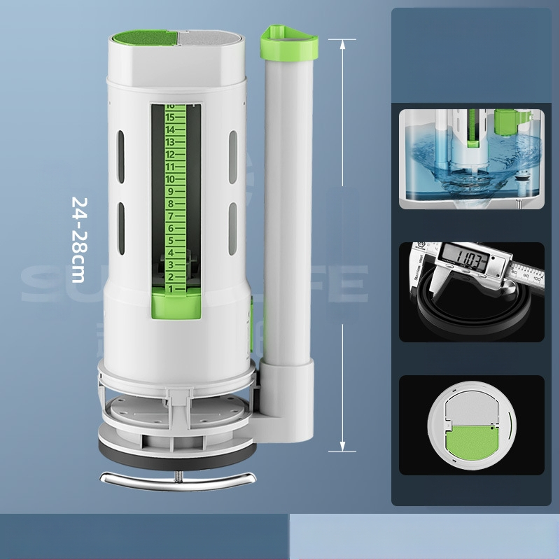 Σετ βαλβίδων τουαλέτας: βαλβίδα εισόδου, βαλβίδα εκκένωσης, καθολική εφαρμογή, φλοτέρ δεξαμενής