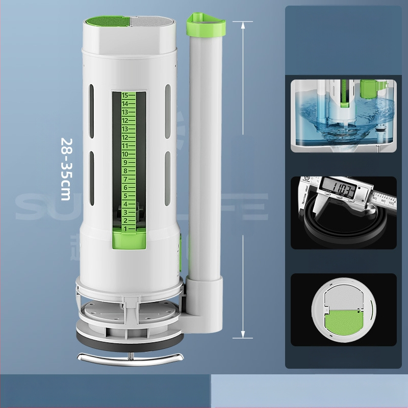 Σετ βαλβίδων τουαλέτας: βαλβίδα εισόδου, βαλβίδα εκκένωσης, καθολική εφαρμογή, φλοτέρ δεξαμενής