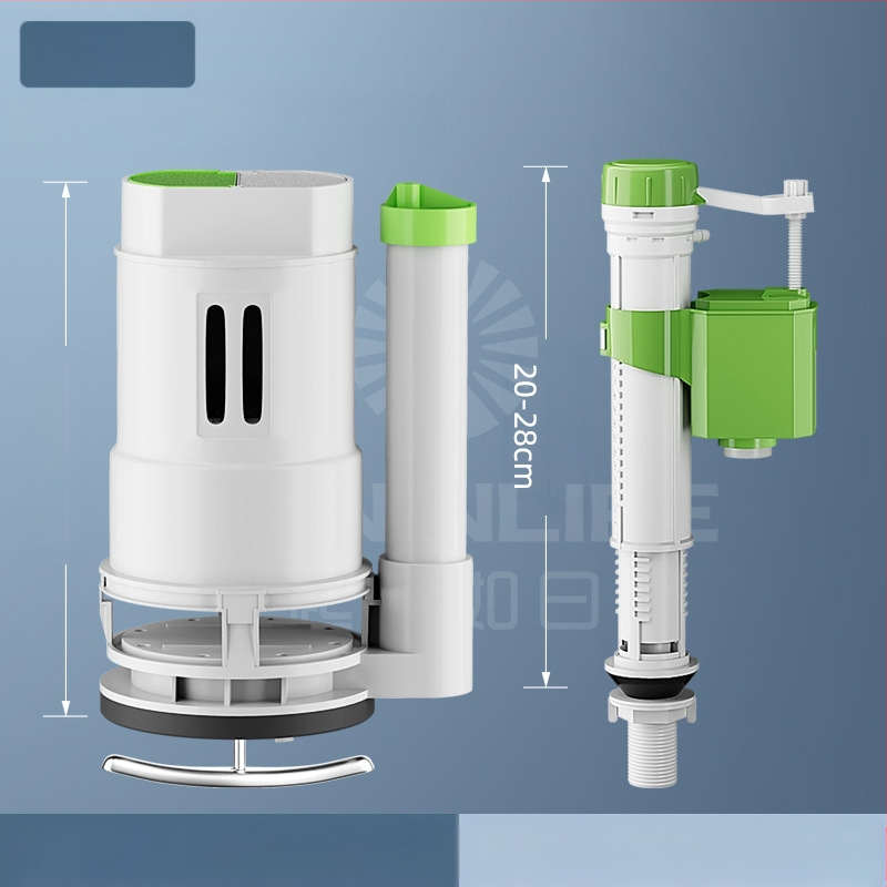 Σετ βαλβίδων τουαλέτας: βαλβίδα εισόδου, βαλβίδα εκκένωσης, καθολική εφαρμογή, φλοτέρ δεξαμενής