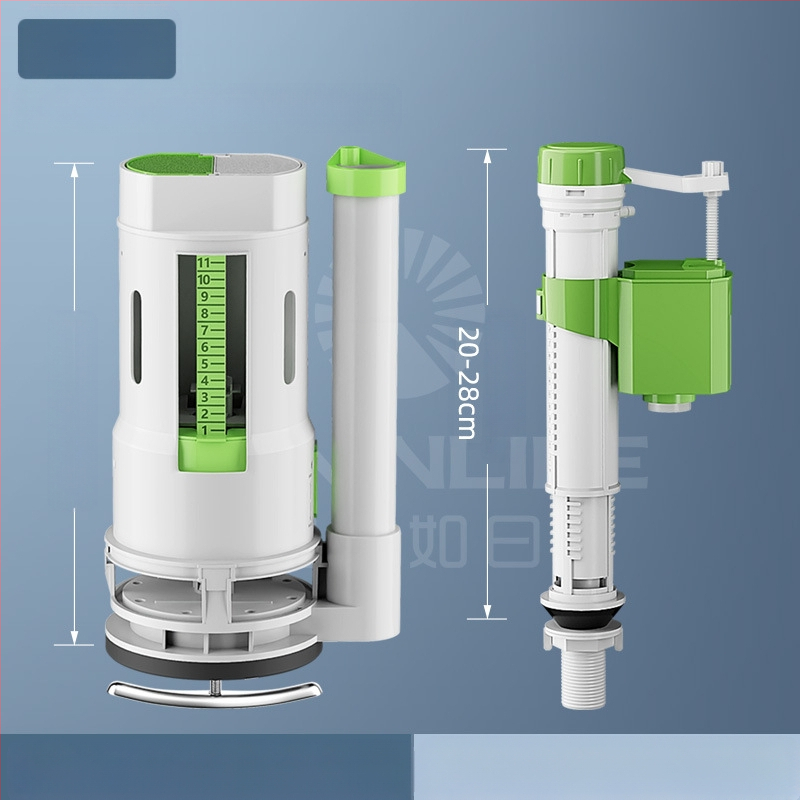 Σετ βαλβίδων τουαλέτας: βαλβίδα εισόδου, βαλβίδα εκκένωσης, καθολική εφαρμογή, φλοτέρ δεξαμενής