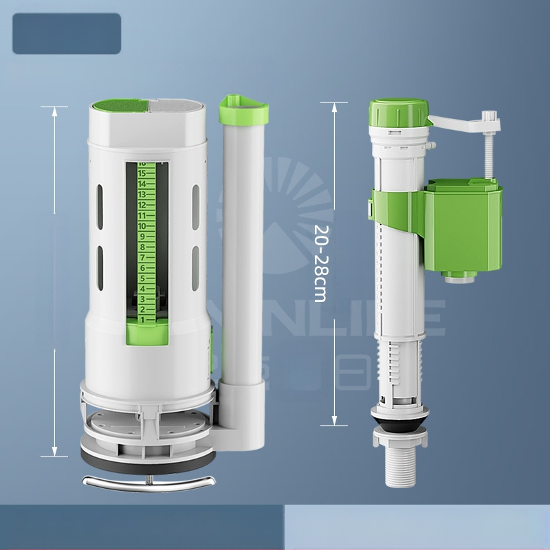 Σετ βαλβίδων τουαλέτας: βαλβίδα εισόδου, βαλβίδα εκκένωσης, καθολική εφαρμογή, φλοτέρ δεξαμενής