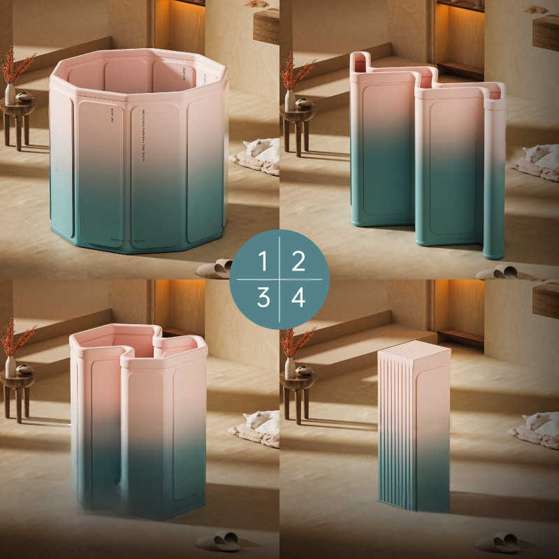 Găleată de baie pliabilă pentru adulți – PVC, fără montaj, deschidere rapidă