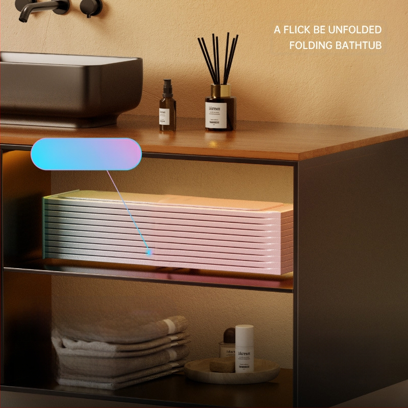 Găleată de baie pliabilă pentru adulți – PVC, fără montaj, deschidere rapidă