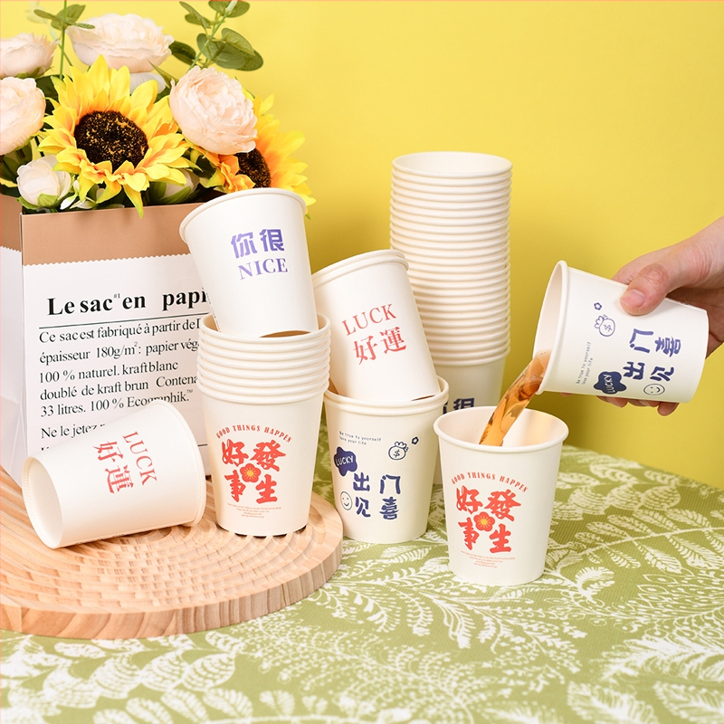 Vienkartinis dengtas popierinis puodelis, 201–300 ml, karikatūrų raštas, sojos pieno puodelis, šaltoms gėrimams