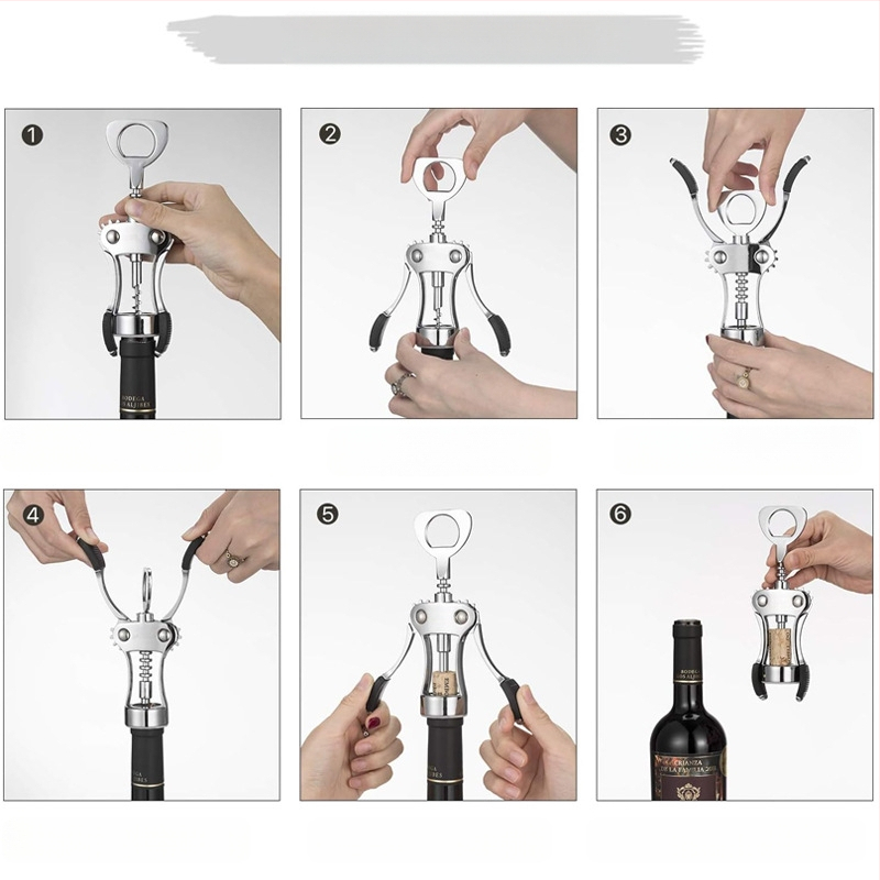 Raudonojo vyno butelių atidarytuvas, cinko lydinio, daugiafunkcinis ir nešiojamas, su spausdintu logotipu ir personalizavimo galimybėmis