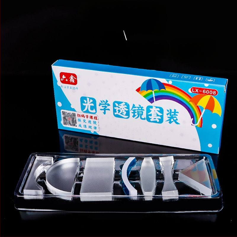 Liuxin optiline õpetamiskomplekt tsükliliste, poolringjate, kolmnurksete ja ristkülikukujuliste läätsedega akrila jaoks füüsika katseteks