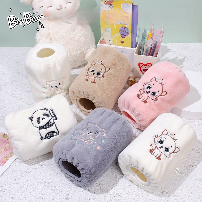 Korejas stila pūkainas roku sargi ar karikatūras rakstu un izšuvumu, anti netīrumiem, Jade Rabbit Velvet materiāls