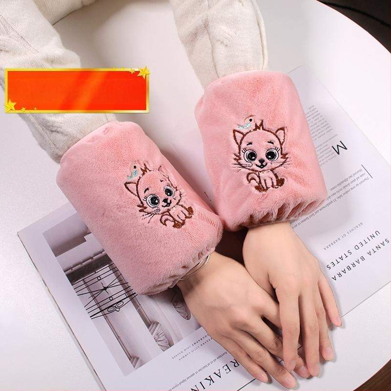 Korejas stila pūkainas roku sargi ar karikatūras rakstu un izšuvumu, anti netīrumiem, Jade Rabbit Velvet materiāls