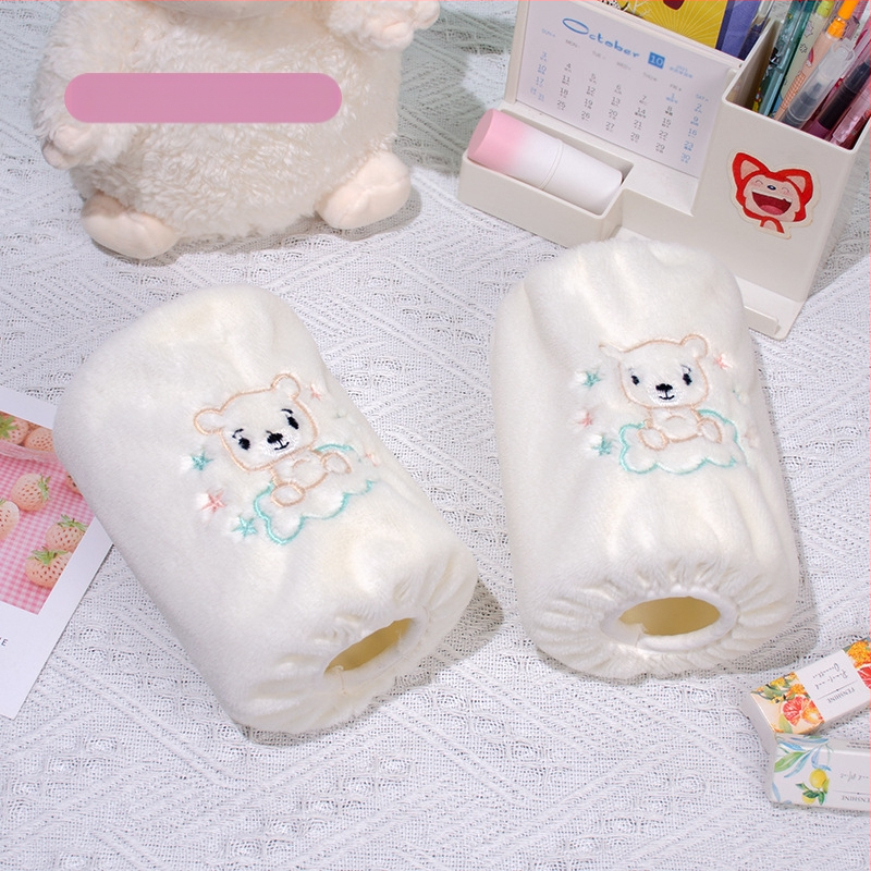 Korejas stila pūkainas roku sargi ar karikatūras rakstu un izšuvumu, anti netīrumiem, Jade Rabbit Velvet materiāls