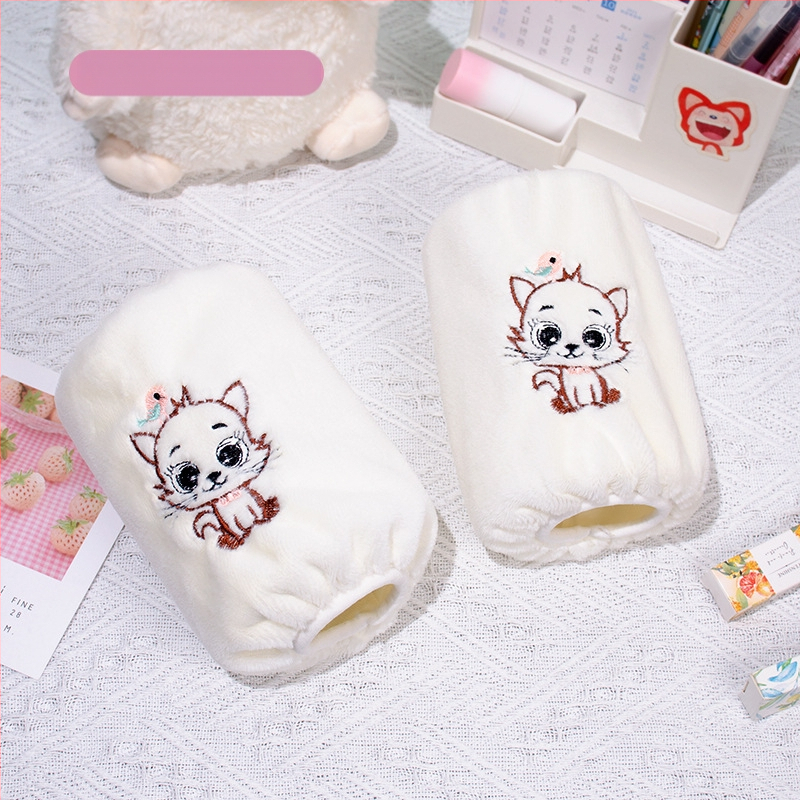 Korejas stila pūkainas roku sargi ar karikatūras rakstu un izšuvumu, anti netīrumiem, Jade Rabbit Velvet materiāls