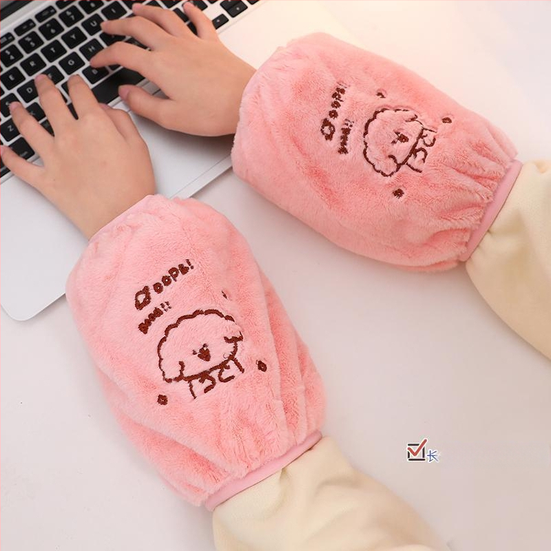 Korejas stila pūkainas roku sargi ar karikatūras rakstu un izšuvumu, anti netīrumiem, Jade Rabbit Velvet materiāls
