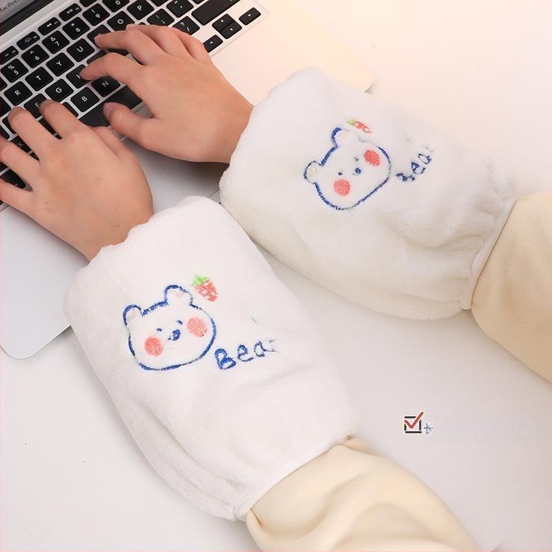 Korejas stila pūkainas roku sargi ar karikatūras rakstu un izšuvumu, anti netīrumiem, Jade Rabbit Velvet materiāls