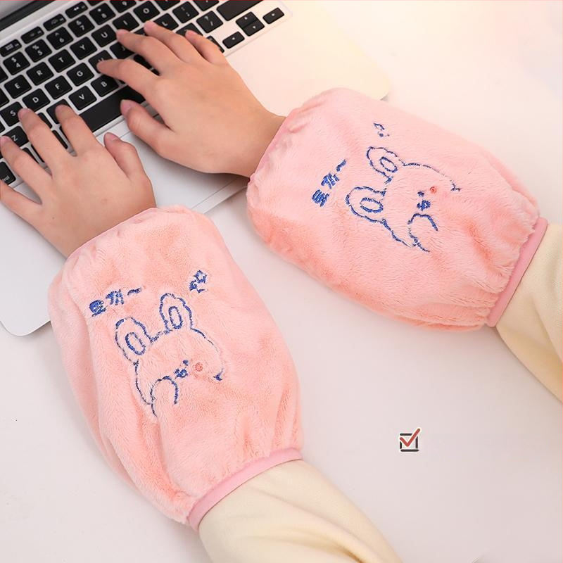 Korejas stila pūkainas roku sargi ar karikatūras rakstu un izšuvumu, anti netīrumiem, Jade Rabbit Velvet materiāls