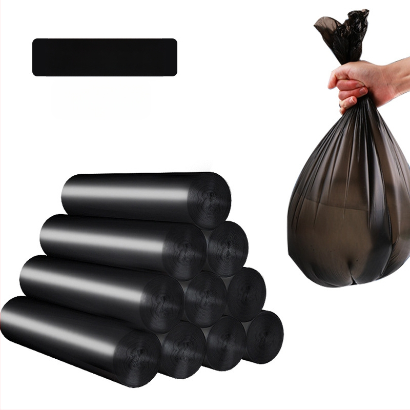 Пластмасова дебела торба за боклук, еднократна, с плосък отвор, за дома