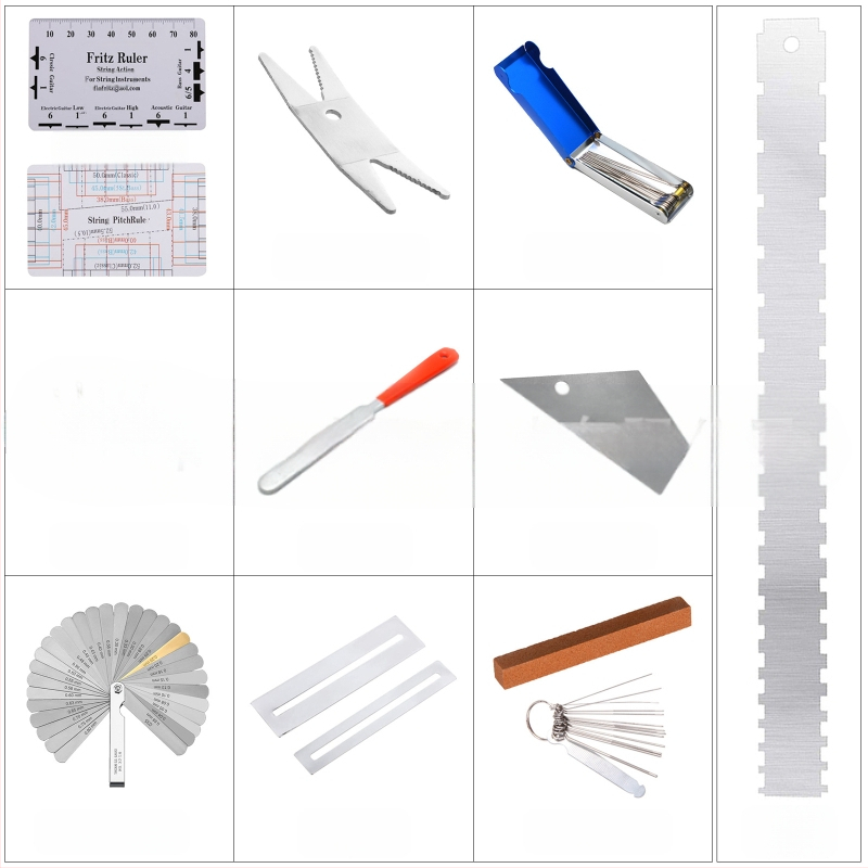 Riglă de reglaj a chitării din plastic: riglă pentru gât, riglă de înălțime a corzilor, riglă triunghiulară