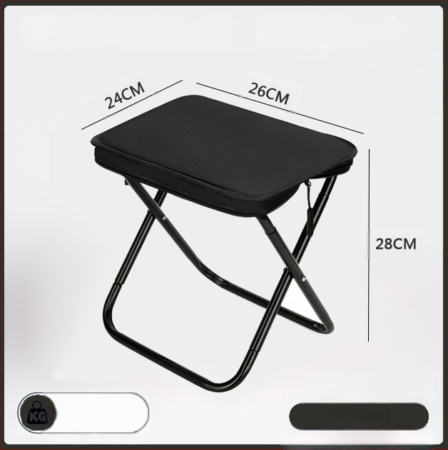 Sulankstoma kėdė - anglinio plieno, matmenys 28×23×26 cm, prekinis ženklas Foreign man, nešiojama kempingui ir žvejybai.