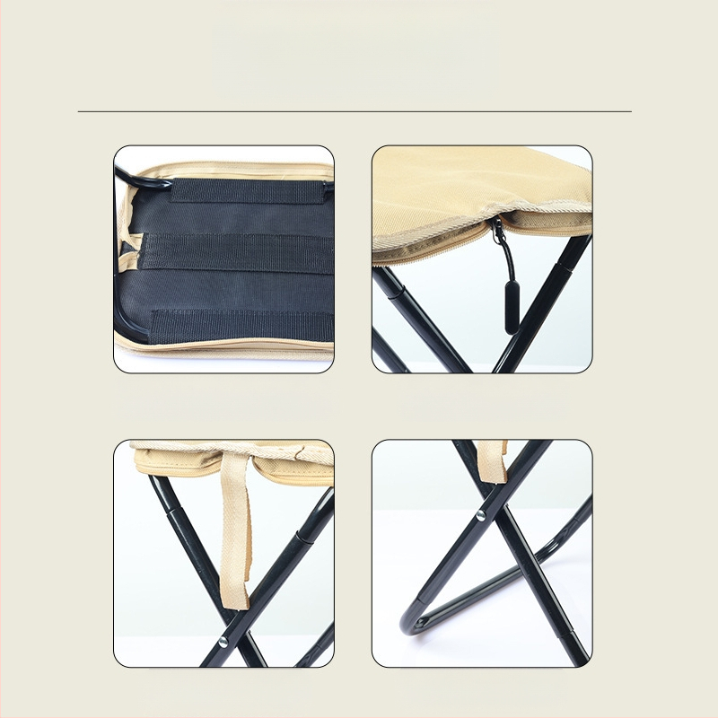 Sulankstoma kėdė - anglinio plieno, matmenys 28×23×26 cm, prekinis ženklas Foreign man, nešiojama kempingui ir žvejybai.