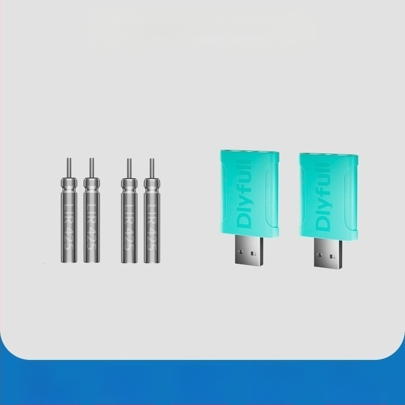 Danny Fu LIR425 Újratölthető Akkumulátor és Töltő Készlet Éjszakai Horgászathoz Világító Elektronikus Úszóval