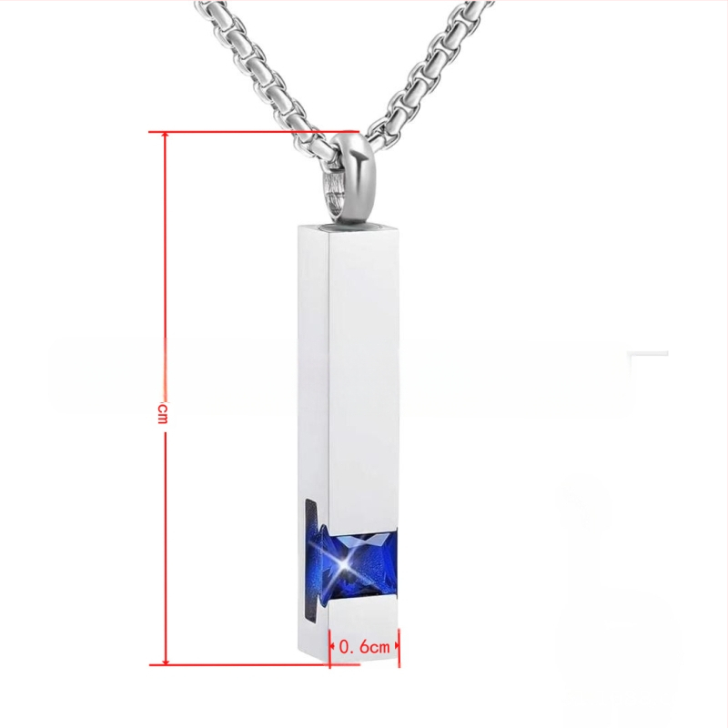 Κολιέ με μενταγιόν από ανοξείδωτο ατσάλι, εξάγωνο ζαφείρι, γεωμετρικός σχεδιασμός, φινίρισμα με διαμάντι